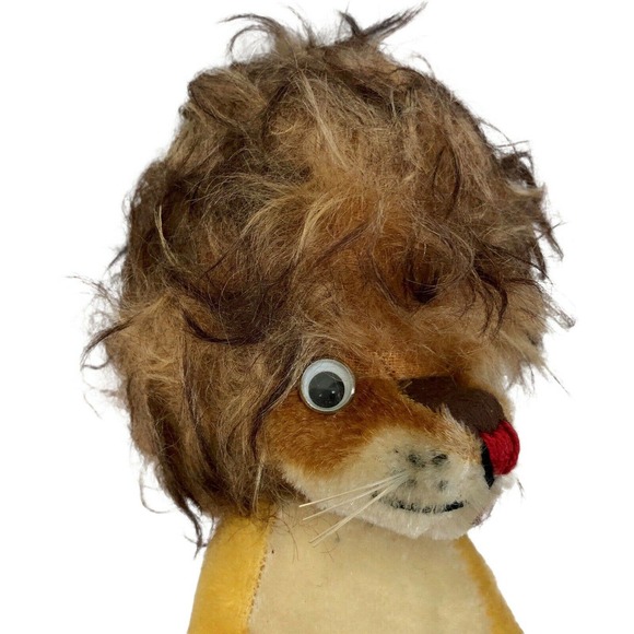 Vintage Mohair Lion Plush Stuffed Toy Google Googly Eyes - Picture 4 of 10